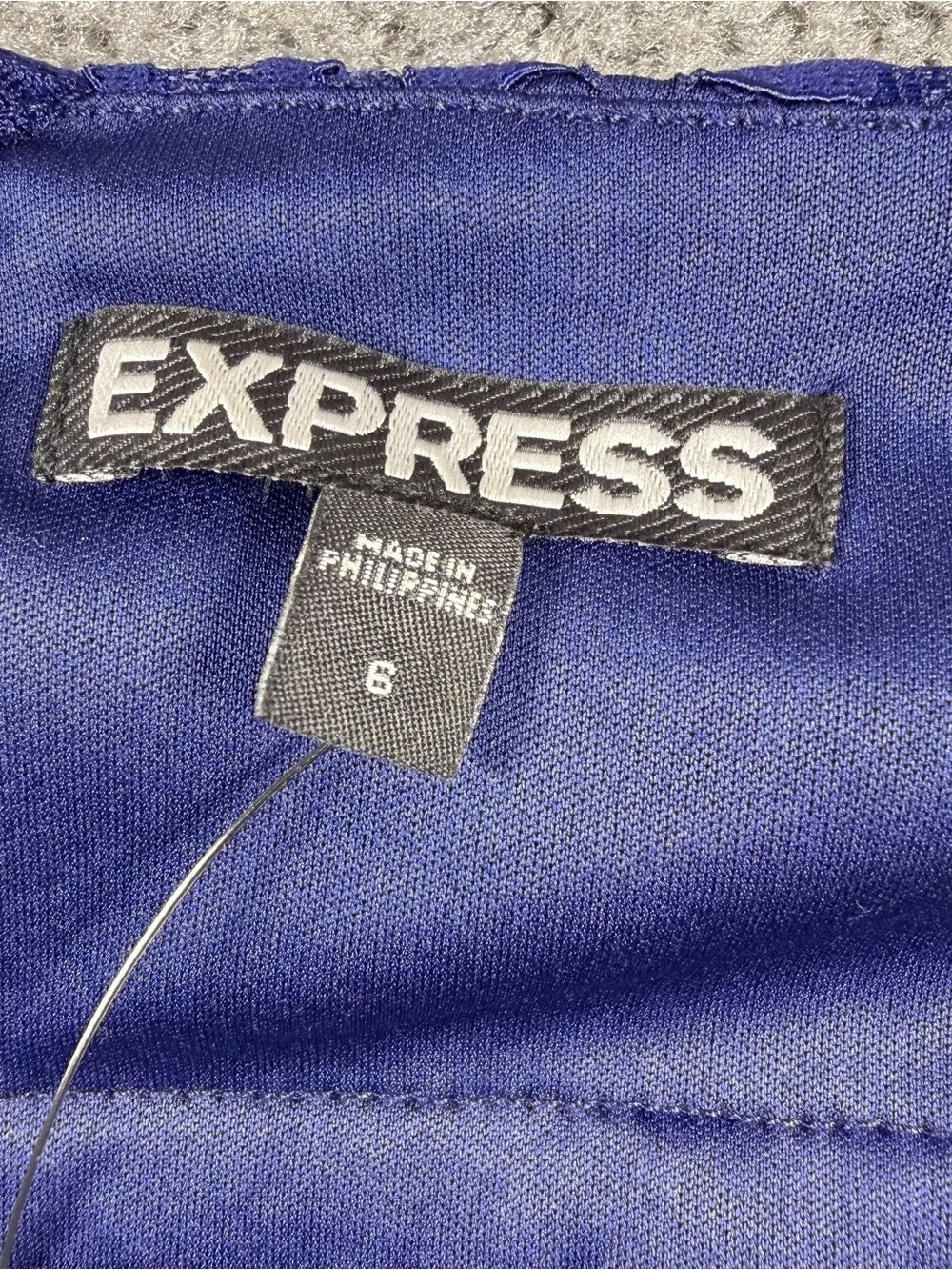 Express Dress Womens Sz 6 Small Blue Lace Black Trim Midi Bustier V Neck Evening - Picture 5 of 10